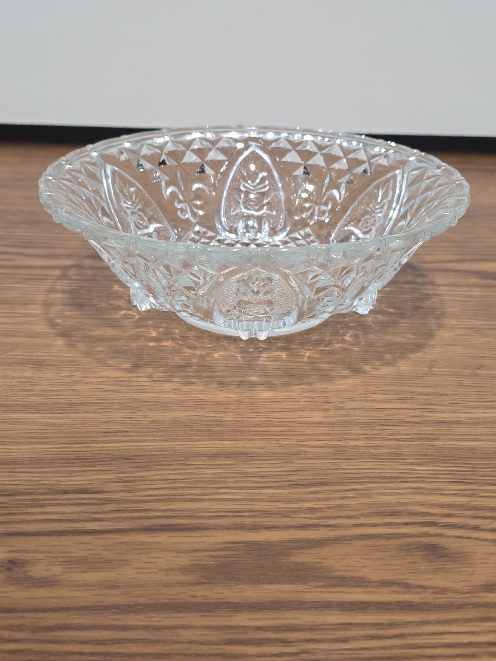 Vintage KIG Clear Cut Glass Serving Bowl - 7"